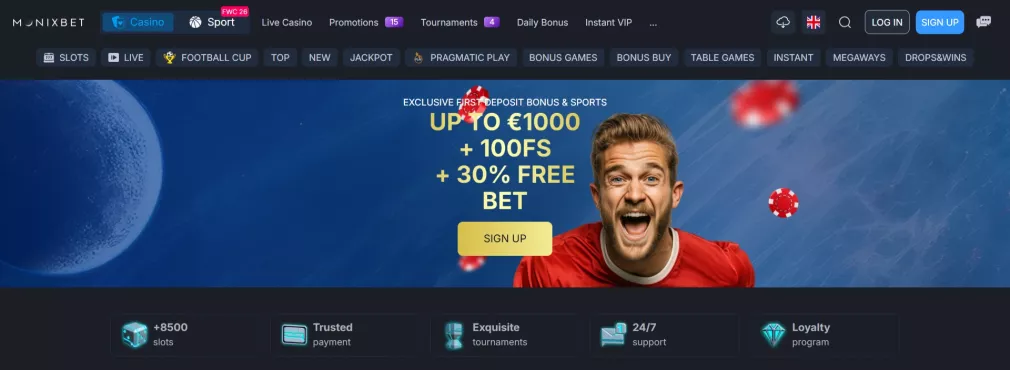 Monixbet Casino – 100% tot €150 + 50 Gratis Spins welkomstbonus voor Nederlandse spelers